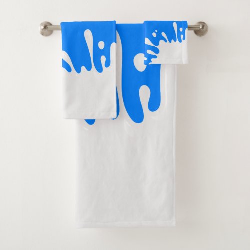 Azure Blue White Paint Splash Bath Towel Set
