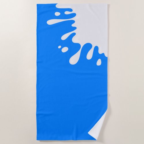 Azure Blue White Paint Splash Beach Towel