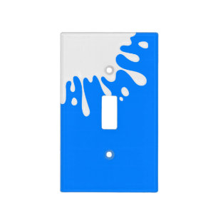 Azure Blue White Paint Splash Light Switch Cover