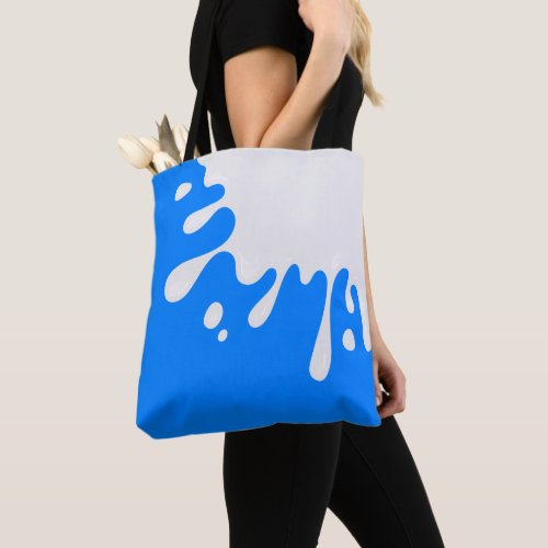 Azure Blue White Paint Splash Tote Bag