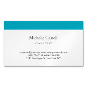 Azure Blue & White Professional Unique Classical Business Card Magnet