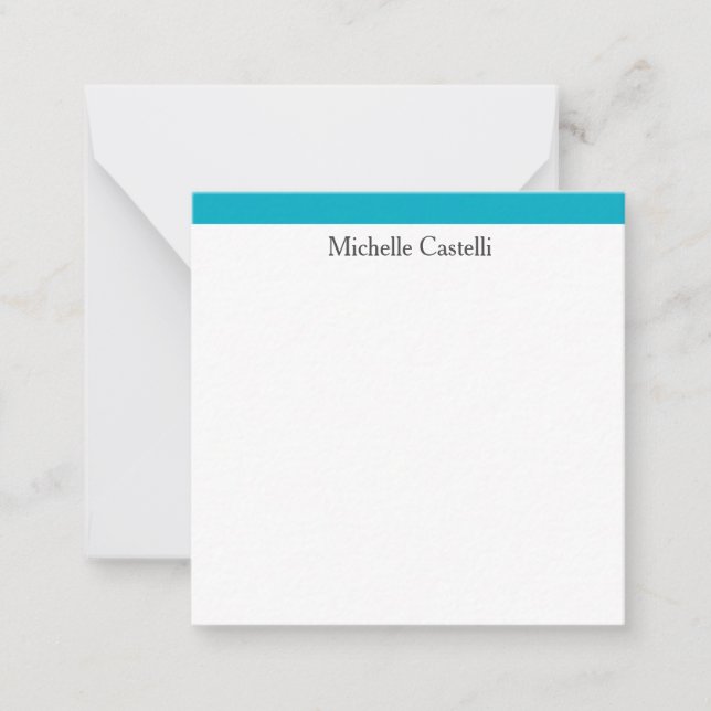 Azure Blue & White Professional Unique Classical Note Card (Front)