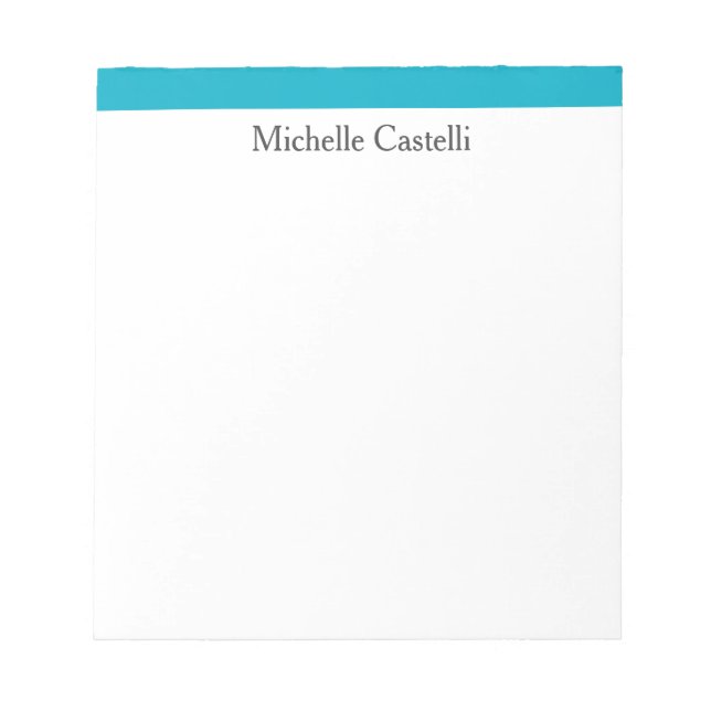 Azure Blue & White Professional Unique Classical Notepad (Front)