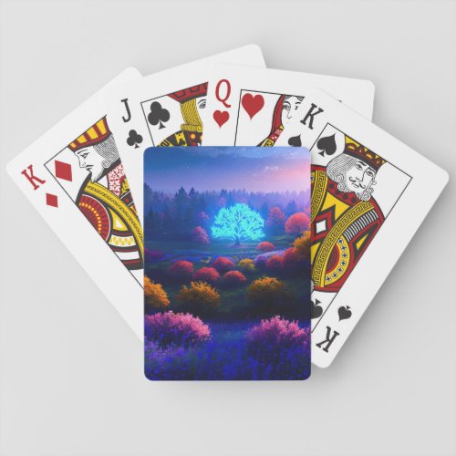 Azure Brilliance The Radiant Trees Embrace Poker Cards