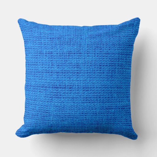Azure burlap linen background throw pillow