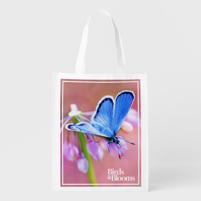 Azure Butterfly Reusable Grocery Bag (Front)