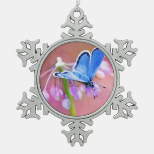Azure Butterfly Snowflake Pewter Christmas Ornament