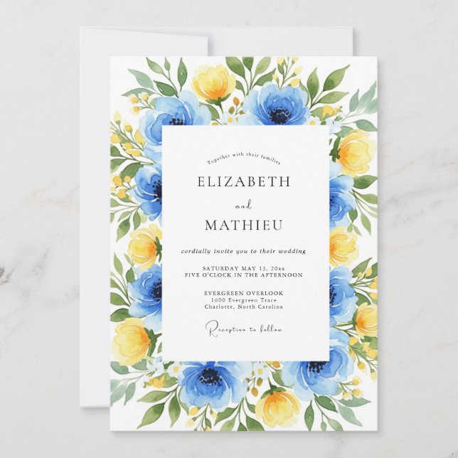 Azure Canary Bountiful Spring Wedding Invitation (Front)