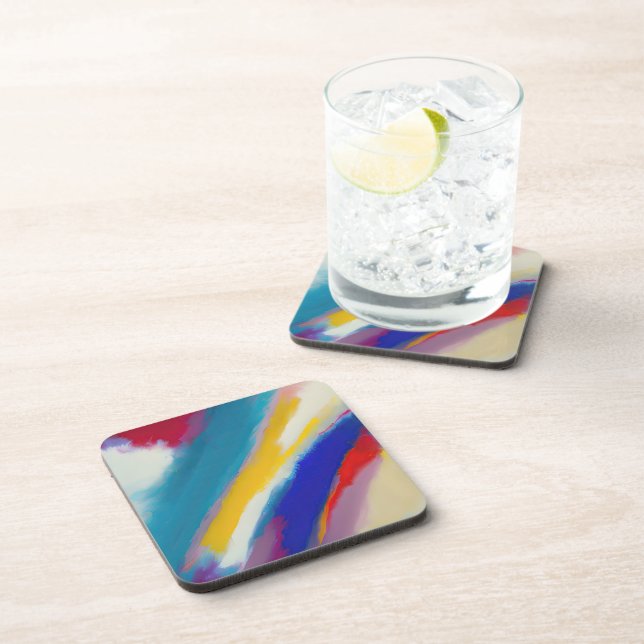 "Azure Cascade" Abstract Art Beverage Coaster (Right Side)