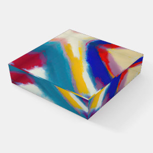 "Azure Cascade" Abstract Art Paperweight