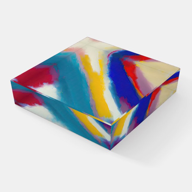 "Azure Cascade" Abstract Art Paperweight (Angled)