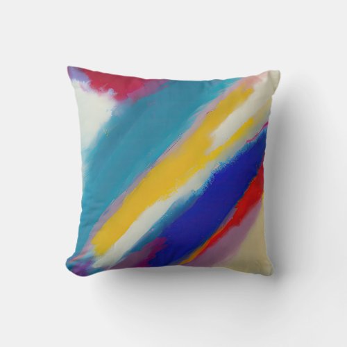 Azure Cascade Abstract Art Throw Pillow