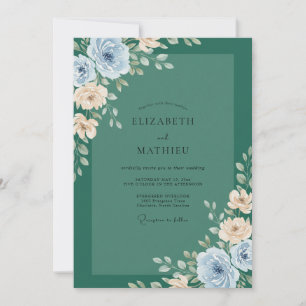 Azure Champagne Petal Wedding Invitation