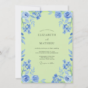 Azure Chartreuse Painted Wedding Invitation