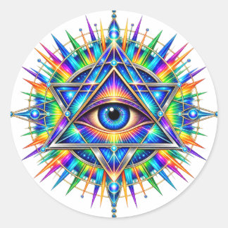 Azure Chevron Eye 3in Round Sticker