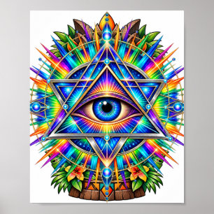 Azure Chevron Eye Poster