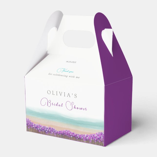 Azure Coast in Bloom Bridal Shower Favor Boxes (Front Side)