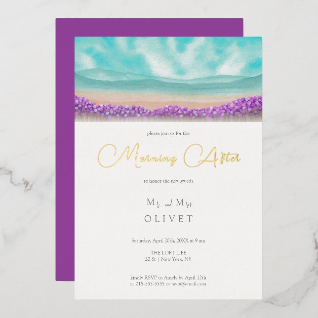 Azure Coast in Bloom Morning After Foil Invitation (Front/Back)