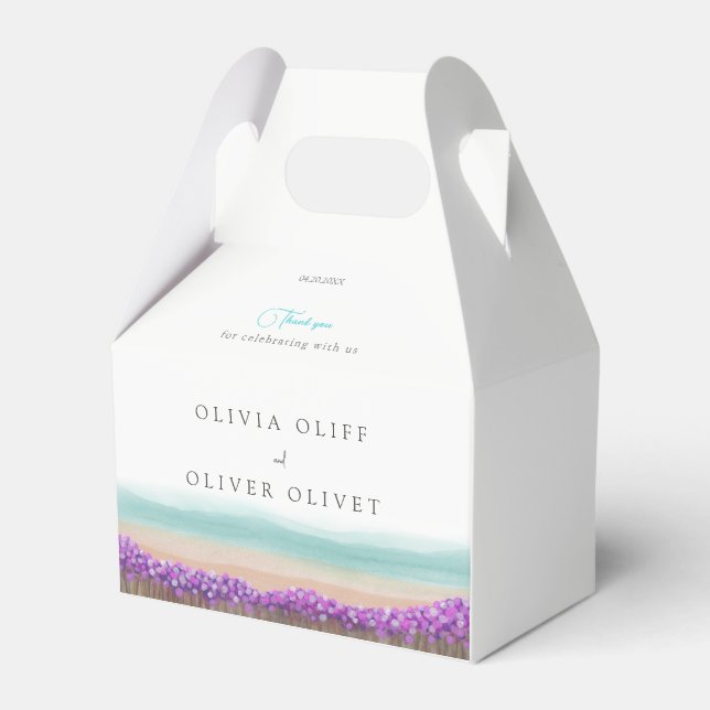Azure Coast in Bloom Wedding Favor Boxes (Front Side)