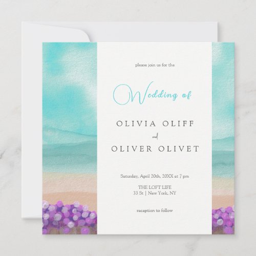 Azure Coast in Bloom Wedding  Invitation