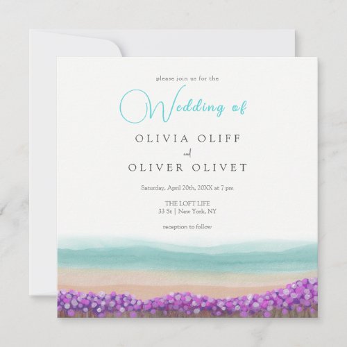 Azure Coast in Bloom Wedding  Invitation