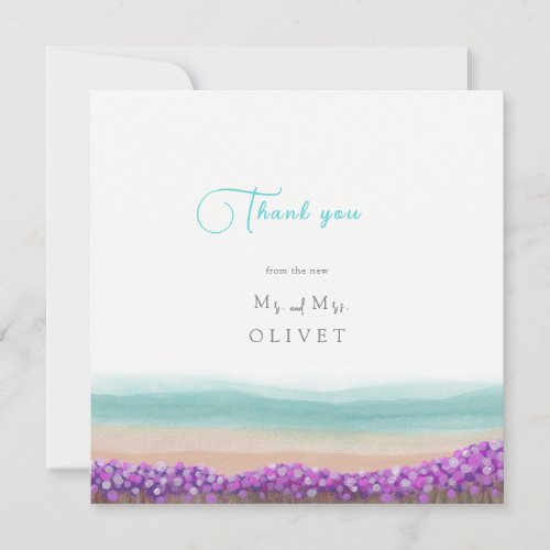 Azure Coast in Bloom Wedding Thank You Card