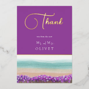 Azure Coast in Bloom Wedding Thank You Card