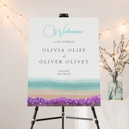 Azure Coast in Bloom Wedding Welcome Foam Board