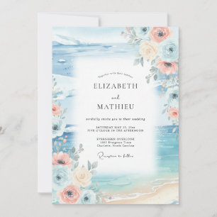 Azure Coral Anemone Wedding Invitation