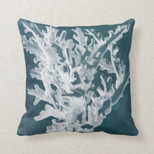 Azure Coral I Throw Pillow