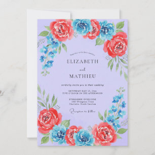 Azure Coral Painted Wedding Invitation