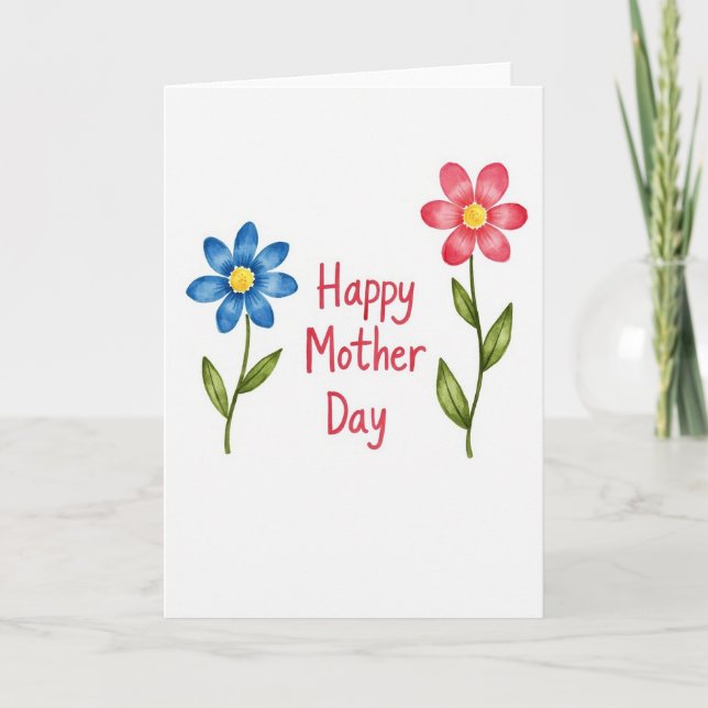 Azure Crimson Floral Mother Card (Front)