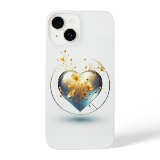 Azure Crystal Heart Blooms - Love is all you need iPhone 14 Case