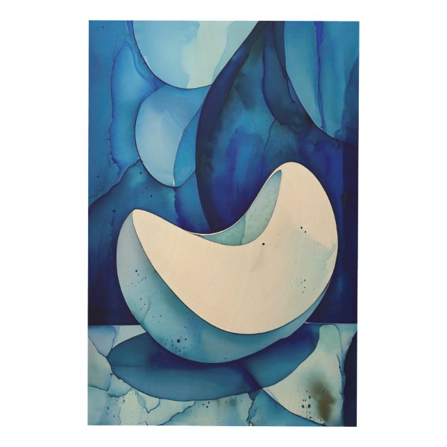 Azure Curved Serenity    Wood Wall Art (Front)