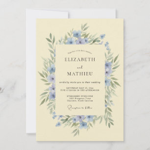 Azure Delicate Botanical Wedding Invitation