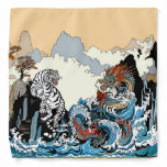 Azure Dragon and White Tiger. Illustration Bandana