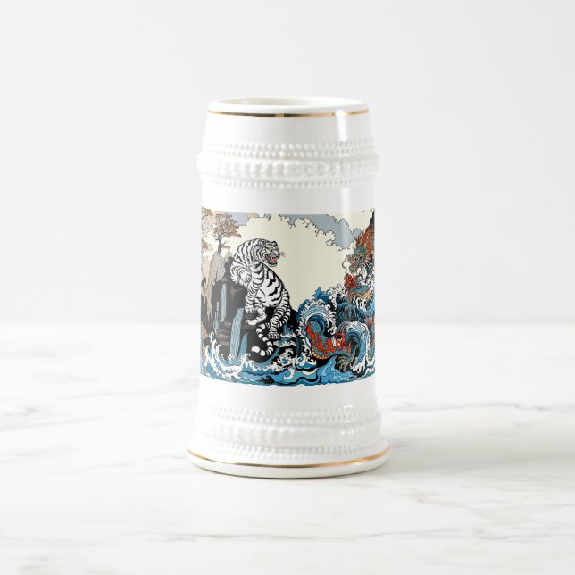 Azure Dragon and White Tiger. Illustration Beer Stein (Center)