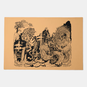 Azure Dragon and White Tiger. Illustration Doormat