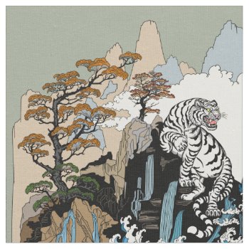 Azure Dragon And White Tiger. Illustration Fabric by insimalife at Zazzle