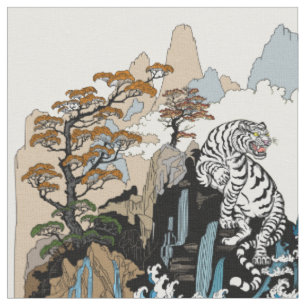 Azure Dragon and White Tiger. Illustration Fabric