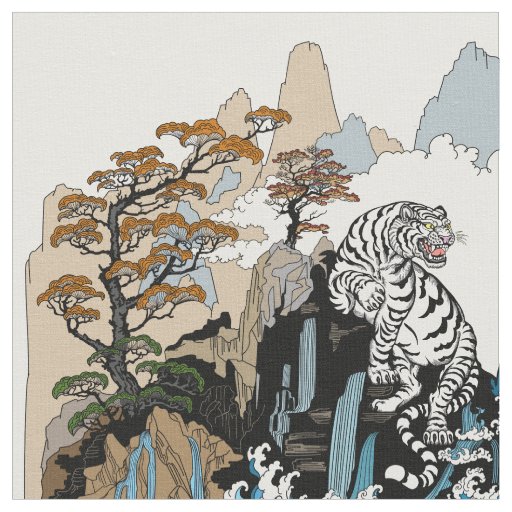 Azure Dragon and White Tiger. Illustration Fabric