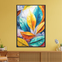 Azure Dreamscape | Celestial Leaf Painting