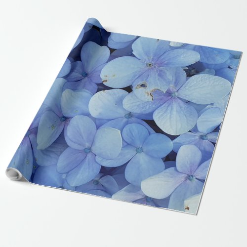 Azure Elegance A Close Encounter with Blue Petals Wrapping Paper