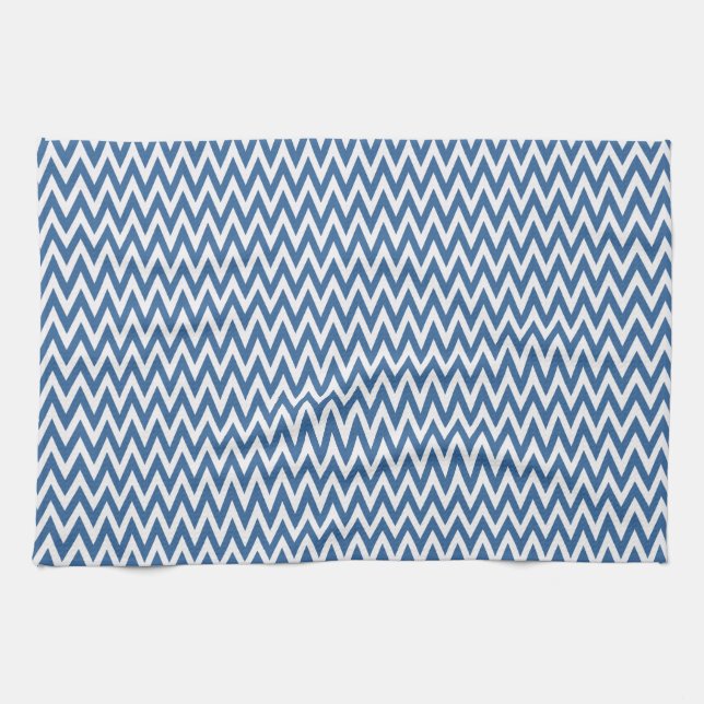Azure Elegant Chevron Design Towel (Horizontal)