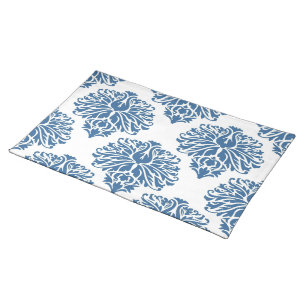 Azure Elegant Damask Placemat
