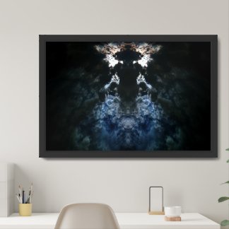 Azure Embrace: Celestial Convergence Framed Art