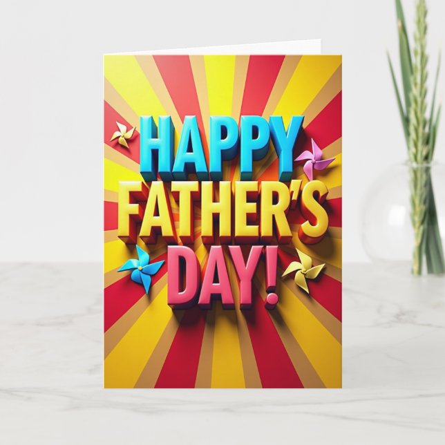 Azure Fathers Day Block Letter Card (Front)
