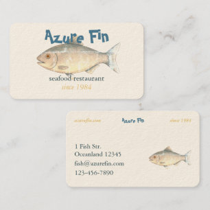 Azure Fin Classic Fish Restaurant Business Card