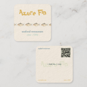 Azure Fin Elegant Fish Restaurant Logo Square Business Card