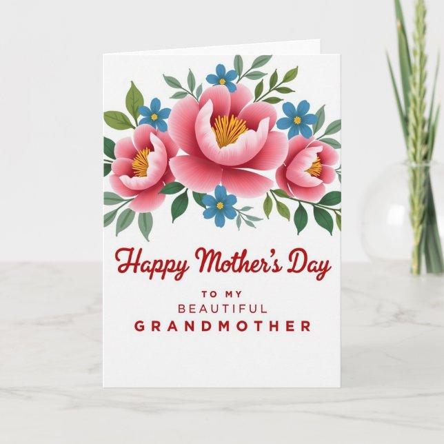Azure Floral Grandmothers Day Card (Front)